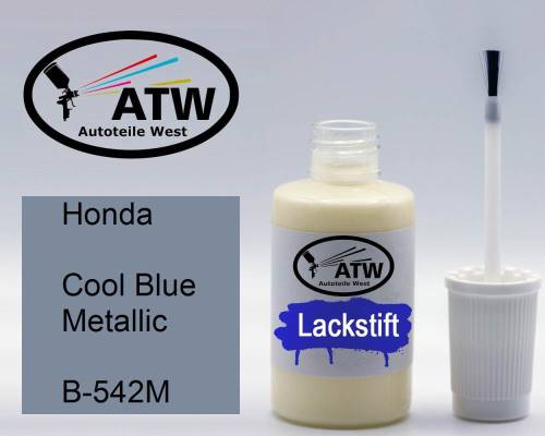 Honda, Cool Blue Metallic, B-542M: 20ml Lackstift, von ATW Autoteile West.